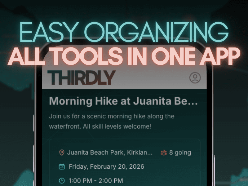 Thirdly app showing easy event organizing tools in one place